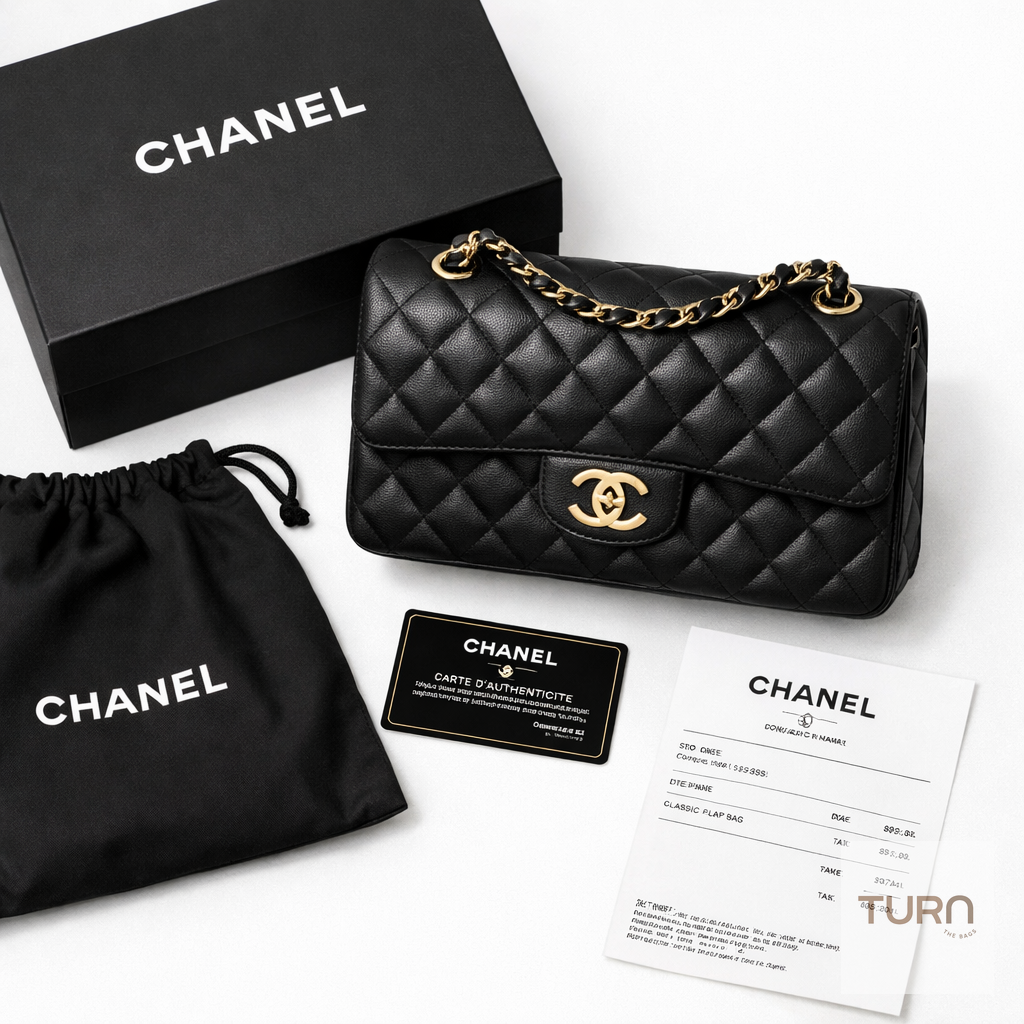 Documents d'authentification et garantie sac Chanel matelassé de luxe avec chaîne dorée et fermoir métallique